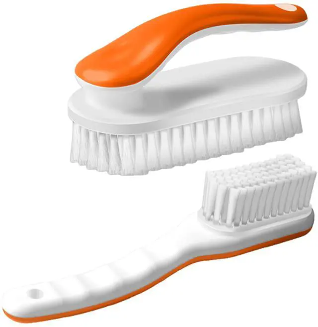 Main image of 2Pack Shoe Cleaning Brush Household Laundry Clothes Scrubbing for Stains Bathroom Ergonomics Grip Easy Hold (2, Orange)