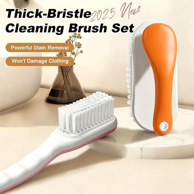 Alt view image 3 of 7 - 2Pack Shoe Cleaning Brush Household Laundry Clothes Scrubbing for Stains Bathroom Ergonomics Grip Easy Hold (2, Orange)