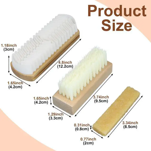 Alt view image 2 of 7 - 3Pcs Suede Shoe Brush and Eraser Kit | Professional Suede Nubuck Cleaning Brush Set for Shoes Cleaning & Boots Care