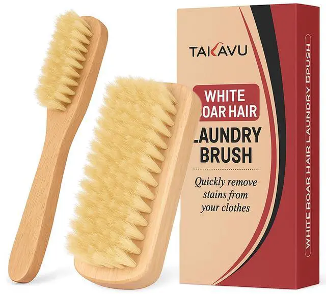 Main image of Laundry Brush Set, Soft Boar Bristle and Compact Wood Handle | Gentle on Delicate Fabrics, Stain Scrub Brush for Clothes, Delicate Knits, Washable Spot & Garment Care Cleaner