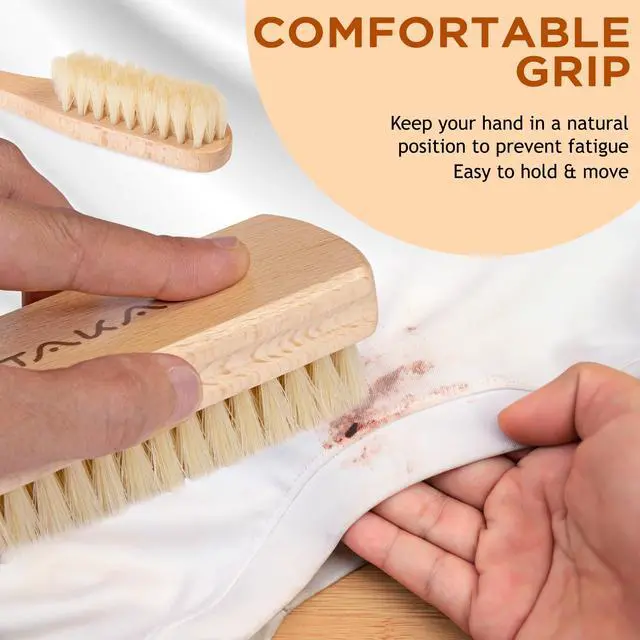 Alt view image 4 of 7 - Laundry Brush Set, Soft Boar Bristle and Compact Wood Handle | Gentle on Delicate Fabrics, Stain Scrub Brush for Clothes, Delicate Knits, Washable Spot & Garment Care Cleaner
