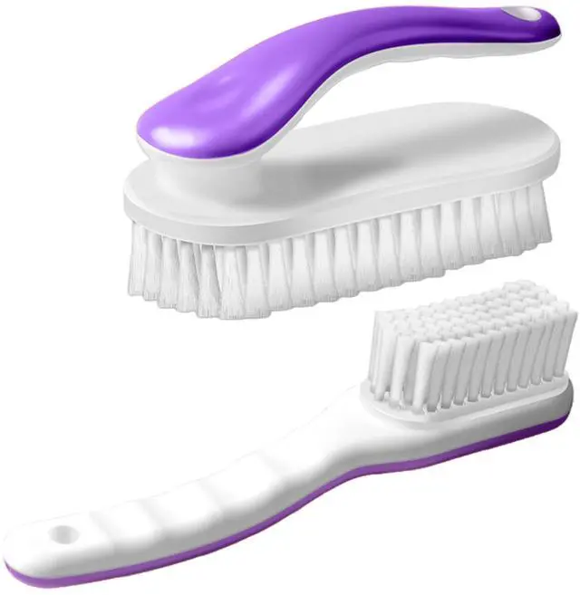 Main image of 2Pack Shoe Cleaning Brush Household Laundry Clothes Scrubbing for Stains Bathroom Ergonomics Grip Easy Hold (2, Purple)