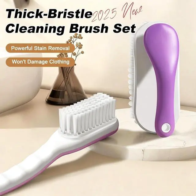 Alt view image 3 of 7 - 2Pack Shoe Cleaning Brush Household Laundry Clothes Scrubbing for Stains Bathroom Ergonomics Grip Easy Hold (2, Purple)