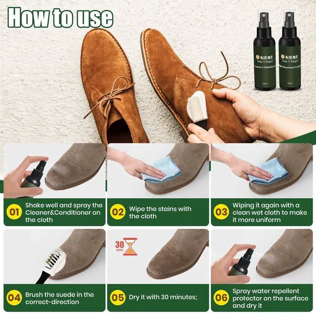 Alt view image 5 of 7 - KIEMT Premium Suede & Nubuck Cleaner Kit, Leather Care Set with Suede Cleaner, Protector, Suede Brush, Suede Cleaning Kit Protect & Restore Shoes, Boots, Jackets, Uggs, Furniture, Handbag and Apparel