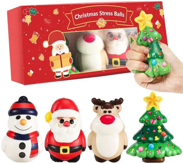 Main image of 4.2in Large Christmas Squishies - 4pcs Mochi Squishy Toys, Stress Relief Balls for Boys Girls Kids Christmas Fidgets Stocking Stuffer Kawaii Cute Party Favors