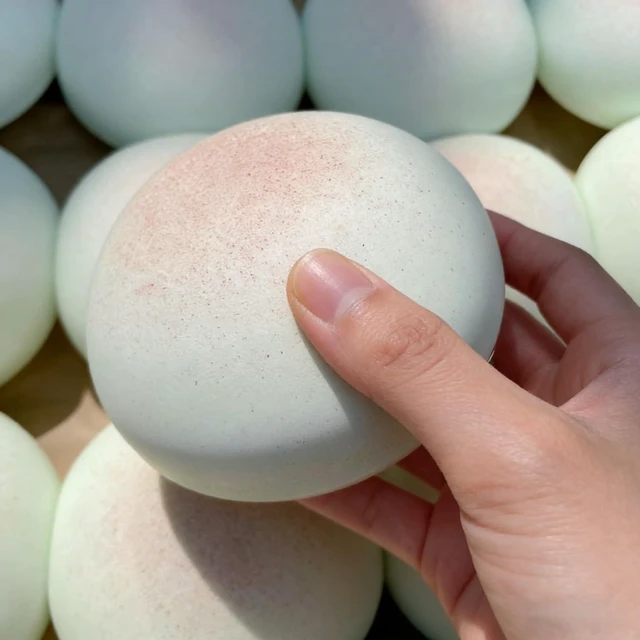 Alt view image 4 of 6 - Cheese Slow Rising Squishy Toy, Round Sticky Bread Foam Squishies | Stress Relief Squeeze, Sticky Food Squishies, Bread and Butter Squishy Style for Desk Decor or Gift (Cyan)
