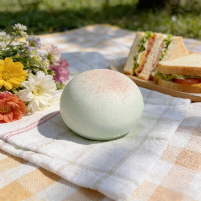 Alt view image 6 of 6 - Cheese Slow Rising Squishy Toy, Round Sticky Bread Foam Squishies | Stress Relief Squeeze, Sticky Food Squishies, Bread and Butter Squishy Style for Desk Decor or Gift (Cyan)