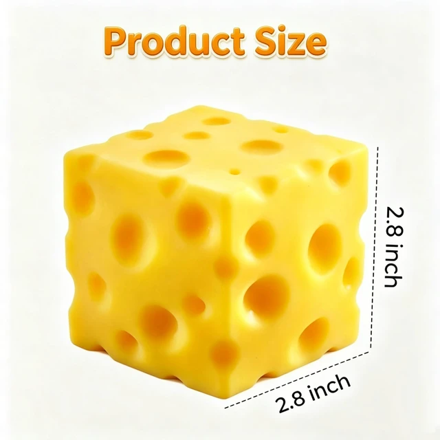 Alt view image 2 of 7 - Cheese Squishy Realistic Cheese Block Fidget Toy Anxiety Relief Desk Decor Funny Food Theme Squeeze Cheese for Office Home