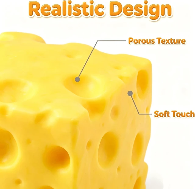 Alt view image 7 of 7 - Cheese Squishy Realistic Cheese Block Fidget Toy Anxiety Relief Desk Decor Funny Food Theme Squeeze Cheese for Office Home