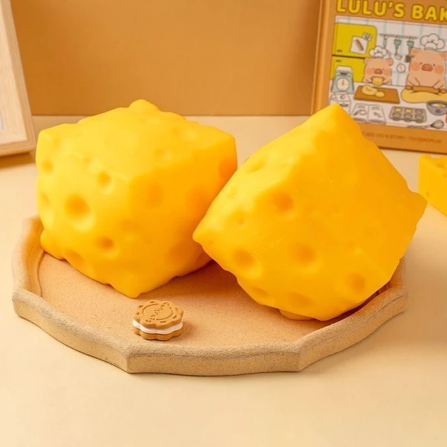 Alt view image 2 of 6 - Yellow Cheese Squishy Slow Rising, Squishy Squeeze Yellow Cheese Block, Soft Novelty Toy, Stress Balls for Adults Rebounding Sensory Squishys Cheese(2.76inch)