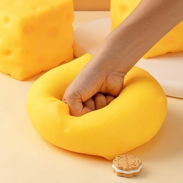 Alt view image 3 of 6 - Yellow Cheese Squishy Slow Rising, Squishy Squeeze Yellow Cheese Block, Soft Novelty Toy, Stress Balls for Adults Rebounding Sensory Squishys Cheese(2.76inch)