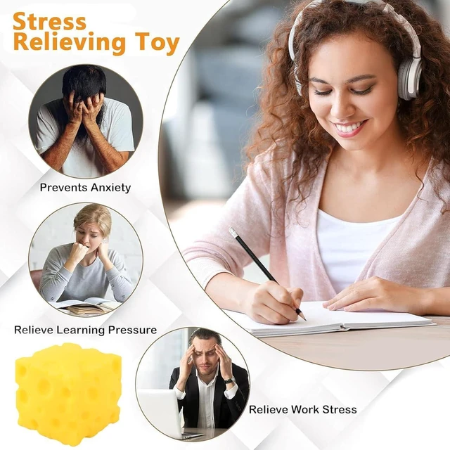 Alt view image 5 of 6 - Yellow Cheese Squishy Slow Rising, Squishy Squeeze Yellow Cheese Block, Soft Novelty Toy, Stress Balls for Adults Rebounding Sensory Squishys Cheese(2.76inch)