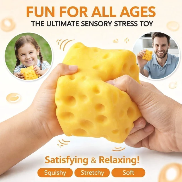 Alt view image 6 of 6 - Yellow Cheese Squishy Slow Rising, Squishy Squeeze Yellow Cheese Block, Soft Novelty Toy, Stress Balls for Adults Rebounding Sensory Squishys Cheese(2.76inch)