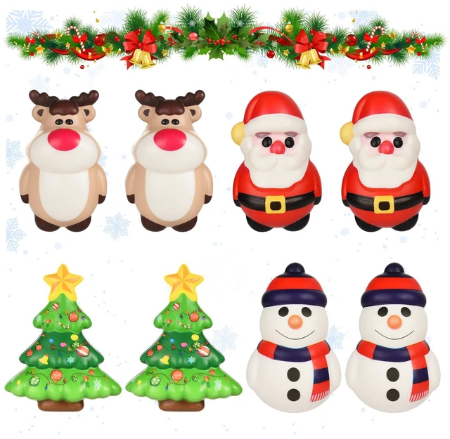 Main image of 8 Pack Christmas Squishy Toys, 4 Styles | Soft 4.5IN, Includes Santa, XMAS Tree, Reindeer Snowman, Decompression Stress Relief Hand Toy
