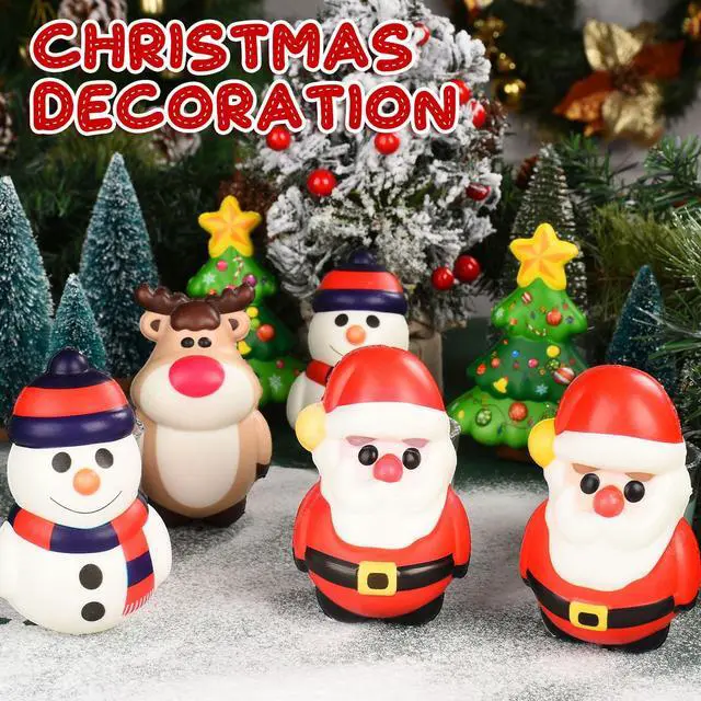 Alt view image 3 of 7 - 8 Pack Christmas Squishy Toys, 4 Styles | Soft 4.5IN, Includes Santa, XMAS Tree, Reindeer Snowman, Decompression Stress Relief Hand Toy