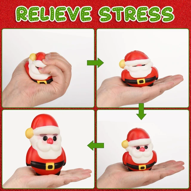 Alt view image 4 of 7 - 8 Pack Christmas Squishy Toys, 4 Styles | Soft 4.5IN, Includes Santa, XMAS Tree, Reindeer Snowman, Decompression Stress Relief Hand Toy