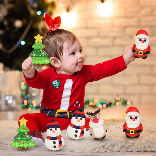 Alt view image 5 of 7 - 8 Pack Christmas Squishy Toys, 4 Styles | Soft 4.5IN, Includes Santa, XMAS Tree, Reindeer Snowman, Decompression Stress Relief Hand Toy
