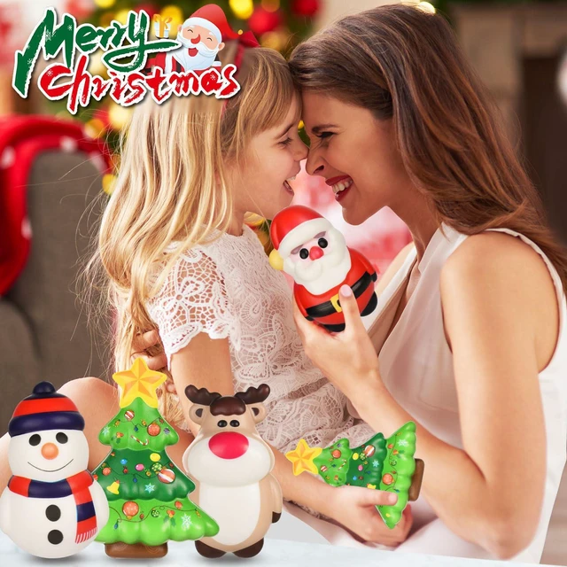 Alt view image 6 of 7 - 8 Pack Christmas Squishy Toys, 4 Styles | Soft 4.5IN, Includes Santa, XMAS Tree, Reindeer Snowman, Decompression Stress Relief Hand Toy