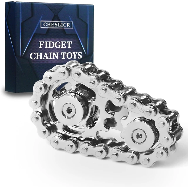 Main image of Fidget Spinner Toy for Adults Metal Figette Bike Chain for Adult Men Pain Stim ADHD Teen Cool Gadgets Quiet Desk Offices Anxiety Relief Items Stress Tool Sensory Spiky Autism Toy Easter Basket Stuffer