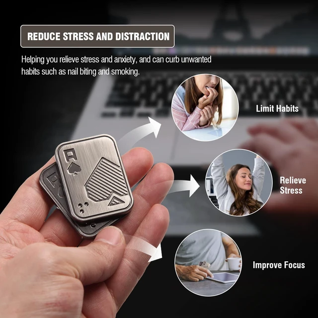 Alt view image 4 of 6 - Fidget Toys Adults, EDC Metal Fidget Slider, Magnetic Poker Push | Crisp metal sound, smooth magnetic sliding and tactile feedback, one-hand EDC fidget for office, stainless steel build
