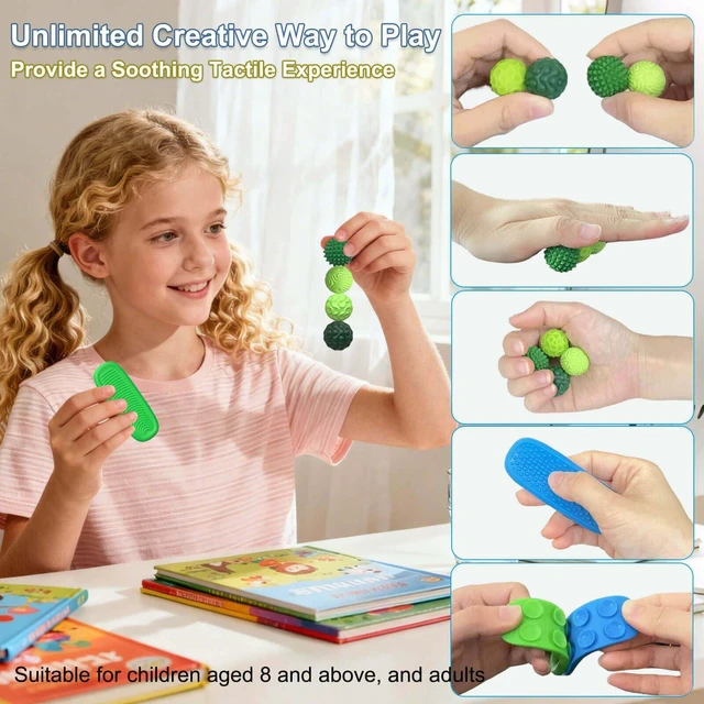 Alt view image 5 of 6 - Silicone Magnetic Balls and Sensory Stones Fidget Toys for Adults & Teens, 6 PCS Stress Relief Sensory Toys for Autism ADHD Anxiety, Office Desk Toys, Stocking Stuffers for Adults Teens Gift