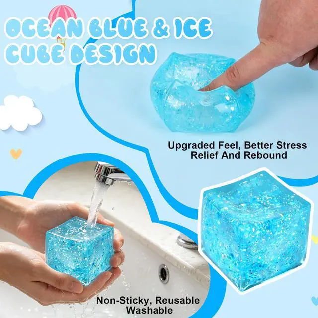 Alt view image 3 of 7 - Squishy Stress for Adults,Squishy Slow Rising Fidget Sensory for Anxiety,Squishies Stress Toys,Stress Relief High Density Ice Squeeze Ball(01-Blue)