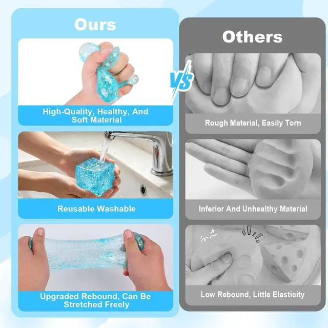 Alt view image 4 of 7 - Squishy Stress for Adults,Squishy Slow Rising Fidget Sensory for Anxiety,Squishies Stress Toys,Stress Relief High Density Ice Squeeze Ball(01-Blue)
