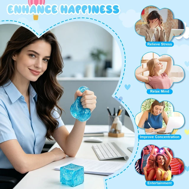 Alt view image 5 of 7 - Squishy Stress for Adults,Squishy Slow Rising Fidget Sensory for Anxiety,Squishies Stress Toys,Stress Relief High Density Ice Squeeze Ball(01-Blue)