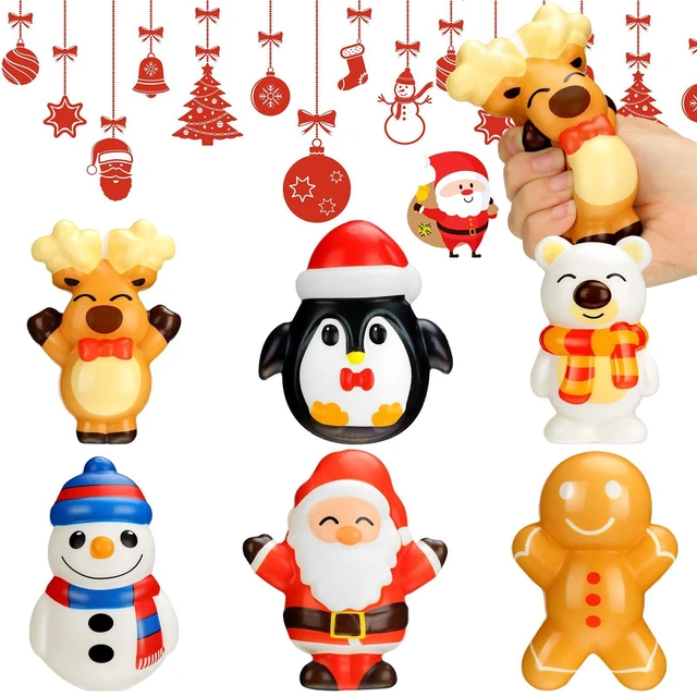 Main image of 6 Pcs Christmas Slow Recovery Toys, 4.3" Small Christmas Toys | Squeeze Christmas Toys, Stress Relief Decorations, Santa Reindeer Penguin Snowman Designs, Stocking Stuffers, Party Favors