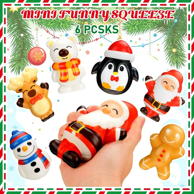 Alt view image 3 of 6 - 6 Pcs Christmas Slow Recovery Toys, 4.3" Small Christmas Toys | Squeeze Christmas Toys, Stress Relief Decorations, Santa Reindeer Penguin Snowman Designs, Stocking Stuffers, Party Favors