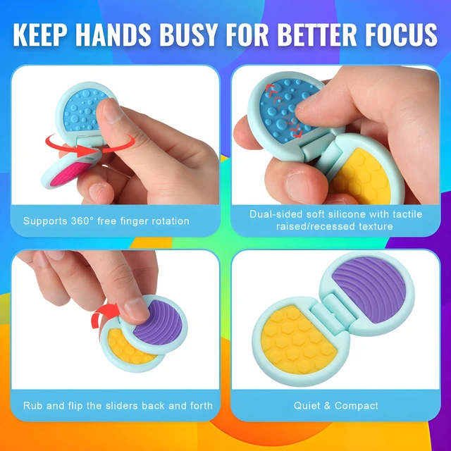 Alt view image 2 of 7 - Fidget Toys Adults, Sensory Toys for Kids with Autism, Anxiety Relief Items for ADHD Stress Relief, Texture Worry Stone for Teens & Flip Slider - Treasure Box Toys for Classroom (3pcs)