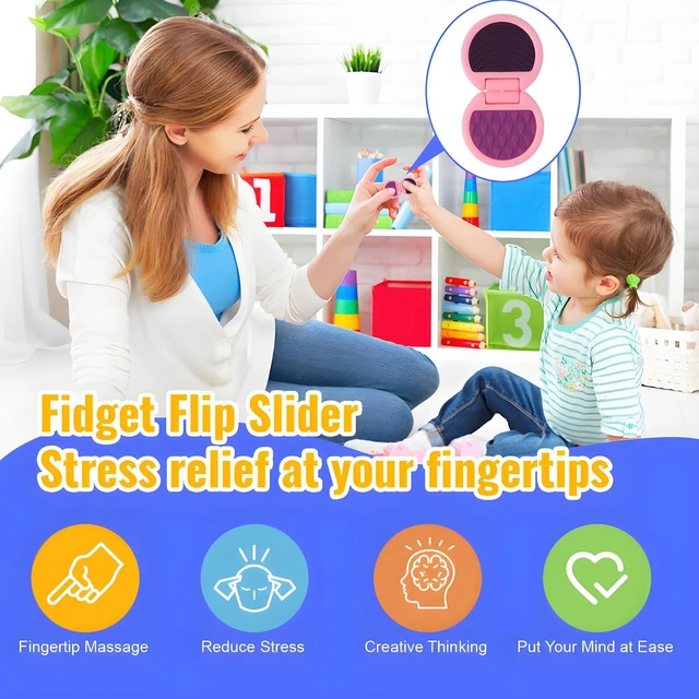 Alt view image 5 of 7 - Fidget Toys Adults, Sensory Toys for Kids with Autism, Anxiety Relief Items for ADHD Stress Relief, Texture Worry Stone for Teens & Flip Slider - Treasure Box Toys for Classroom (3pcs)