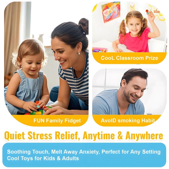 Alt view image 7 of 7 - Fidget Toys Adults, Sensory Toys for Kids with Autism, Anxiety Relief Items for ADHD Stress Relief, Texture Worry Stone for Teens & Flip Slider - Treasure Box Toys for Classroom (3pcs)