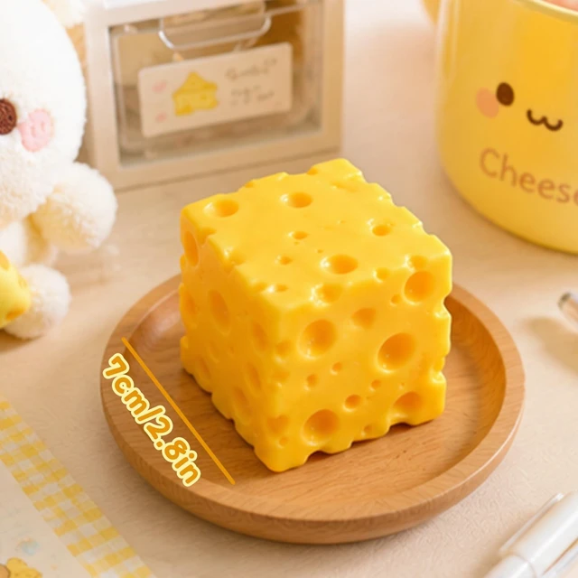 Alt view image 2 of 7 - Yellow Cheese SquishyStress Balls Stress Relief Fidget Stress Relief Original Sensory Gifts for Adults (Yellow-Big)