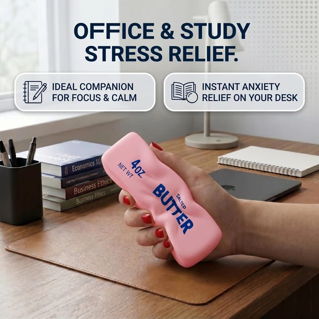 Alt view image 5 of 7 - Slow Rising Butter Squishy, Realistic Butter Stick Stress Relief Ball for Adults and Teens, Cute Sensory Fidget Gadget, Soft Anxiety Relief with Wet Rebound, Squeeze & Squish Stress Reliever (Pink)