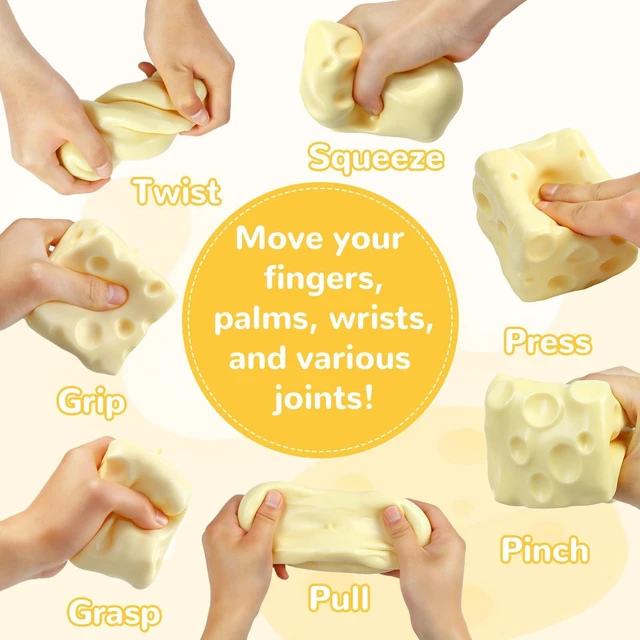 Alt view image 3 of 7 - Yellow Cheese Squeeze Toy, Non-Rebounding Soft Cheese Squishy Toy, 2.76 Inches, Sensory, Help for Relax & Focus, Soft Flexible Elastic Rubber Sensory Cheese for Kids & Adults, Stress Balls for Adults