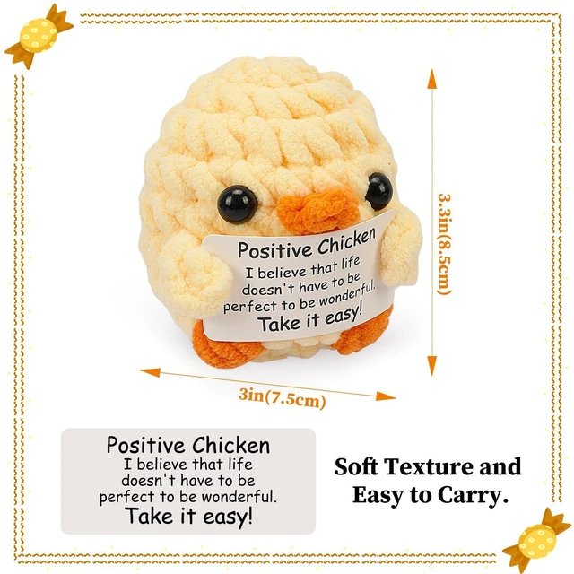 Alt view image 2 of 7 - Positive Crochet Animals Chicken - Emotional Support Crochet Gifts, Funny Knitting Ornament Stuff, Crochet Advent Calendar Toy for Lovers Friends, Inspirational Amigurumi Doll