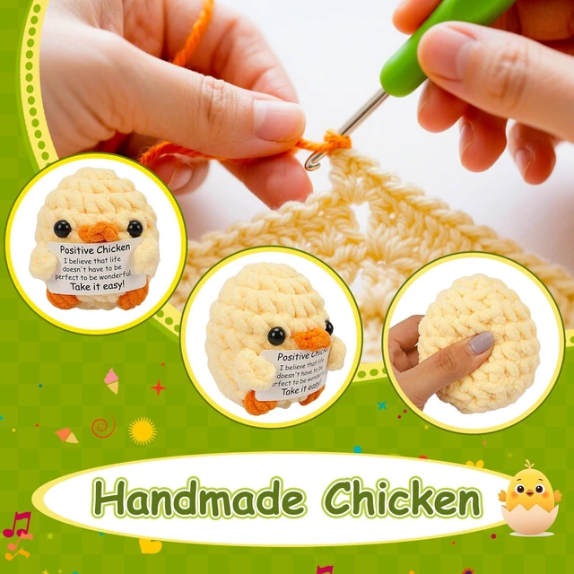 Alt view image 4 of 7 - Positive Crochet Animals Chicken - Emotional Support Crochet Gifts, Funny Knitting Ornament Stuff, Crochet Advent Calendar Toy for Lovers Friends, Inspirational Amigurumi Doll