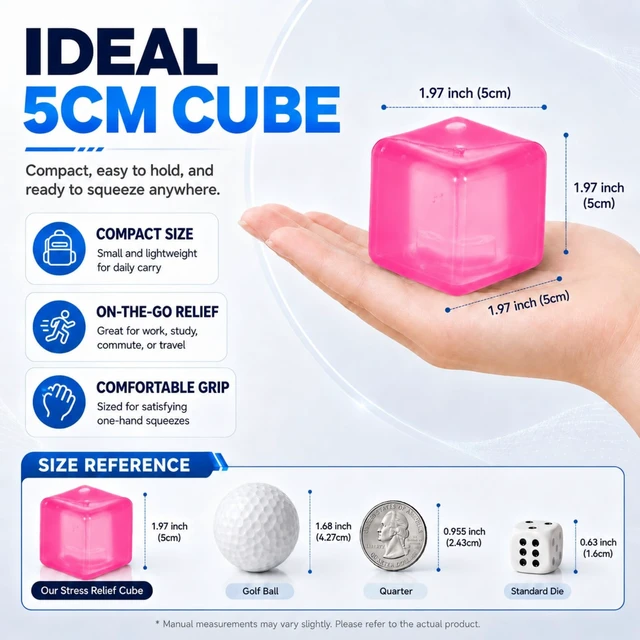 Alt view image 2 of 7 - Cube Squishy Stress Cube Toy, 1.97in(5cm) Squeeze Cube(Pink) | Slow-Rise Sensory Fidget Cube for Stress Relief,Cube Squishy Stress Ball, Stress Relief Cube for Kids,Youth,Adult(Pink)