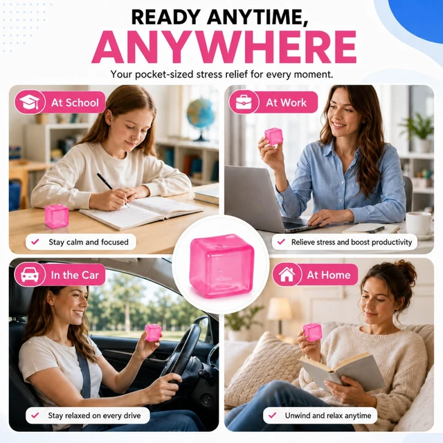 Alt view image 4 of 7 - Cube Squishy Stress Cube Toy, 1.97in(5cm) Squeeze Cube(Pink) | Slow-Rise Sensory Fidget Cube for Stress Relief,Cube Squishy Stress Ball, Stress Relief Cube for Kids,Youth,Adult(Pink)