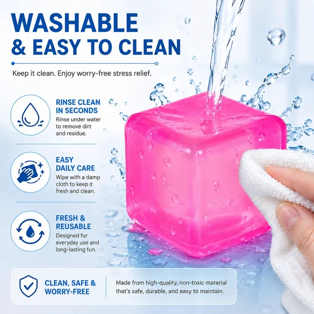 Alt view image 6 of 7 - Cube Squishy Stress Cube Toy, 1.97in(5cm) Squeeze Cube(Pink) | Slow-Rise Sensory Fidget Cube for Stress Relief,Cube Squishy Stress Ball, Stress Relief Cube for Kids,Youth,Adult(Pink)