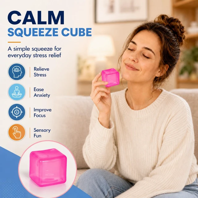 Alt view image 5 of 7 - Cube Squishy Stress Cube Toy, 1.97in(5cm) Squeeze Cube(Pink) | Slow-Rise Sensory Fidget Cube for Stress Relief,Cube Squishy Stress Ball, Stress Relief Cube for Kids,Youth,Adult(Pink)