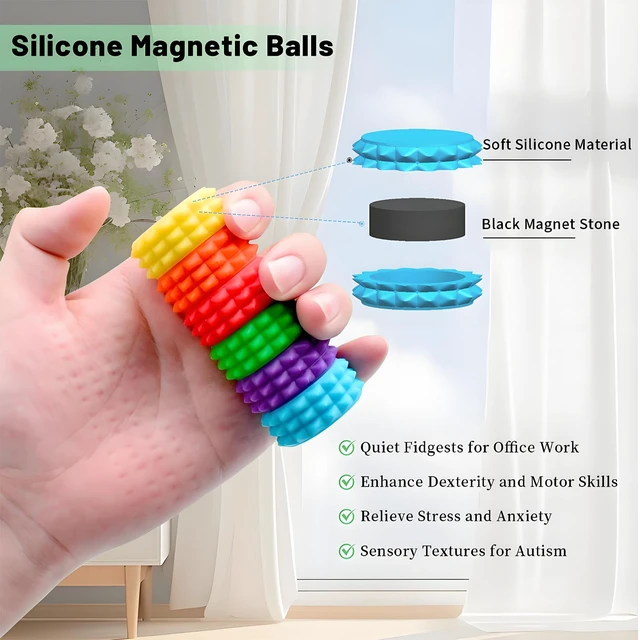 Alt view image 2 of 7 - Stress Balls, 6 Pack Pain Stim Fidget Toys Adults & Teens, Sensory Toys for Kids with Autism ADHD with Storage Box, Stress Relief & Focus Handheld Roller for Office Travel Classroom