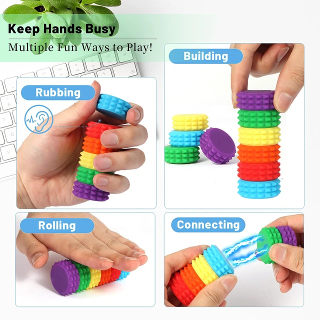Alt view image 4 of 7 - Stress Balls, 6 Pack Pain Stim Fidget Toys Adults & Teens, Sensory Toys for Kids with Autism ADHD with Storage Box, Stress Relief & Focus Handheld Roller for Office Travel Classroom