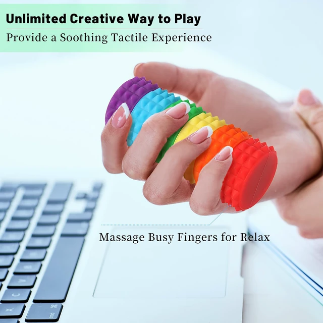 Alt view image 7 of 7 - Stress Balls, 6 Pack Pain Stim Fidget Toys Adults & Teens, Sensory Toys for Kids with Autism ADHD with Storage Box, Stress Relief & Focus Handheld Roller for Office Travel Classroom