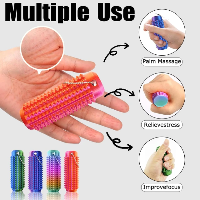 Alt view image 2 of 6 - Ouchies Fidget (4PCS), Pain Stim Fidget Toy for Adults & Teens | 3D Printed Spiky Grippie Stim Keychain, Sensory Toy for Stress Relief & Focus, Office Workers Novelty Gifts for Men (Laser)