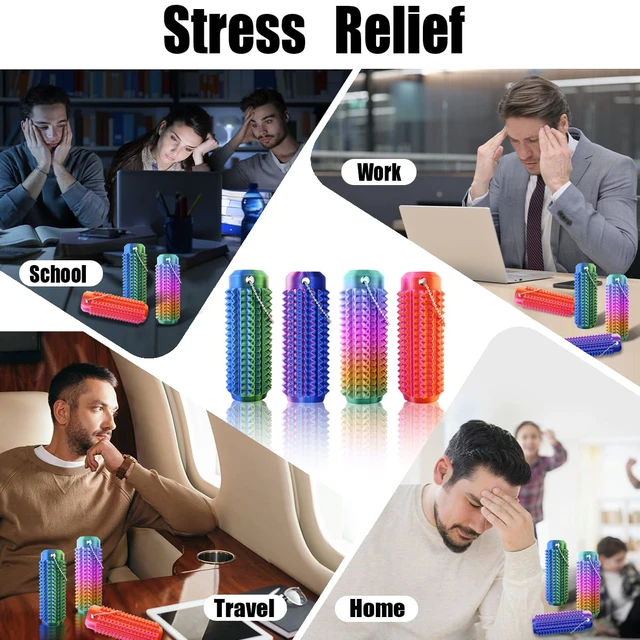 Alt view image 3 of 6 - Ouchies Fidget (4PCS), Pain Stim Fidget Toy for Adults & Teens | 3D Printed Spiky Grippie Stim Keychain, Sensory Toy for Stress Relief & Focus, Office Workers Novelty Gifts for Men (Laser)