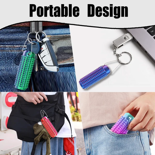 Alt view image 4 of 6 - Ouchies Fidget (4PCS), Pain Stim Fidget Toy for Adults & Teens | 3D Printed Spiky Grippie Stim Keychain, Sensory Toy for Stress Relief & Focus, Office Workers Novelty Gifts for Men (Laser)