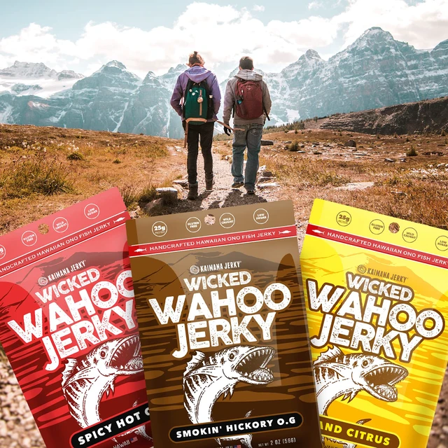 Alt view image 7 of 7 - Wahoo Ono Fish Jerky - Organic, Gourmet Smoked Fish Strips, Rich in Omega-3 & Protein, Low-Calorie, Low Sodium & Sugar - Smoky Umami Flavor - 2oz Bag