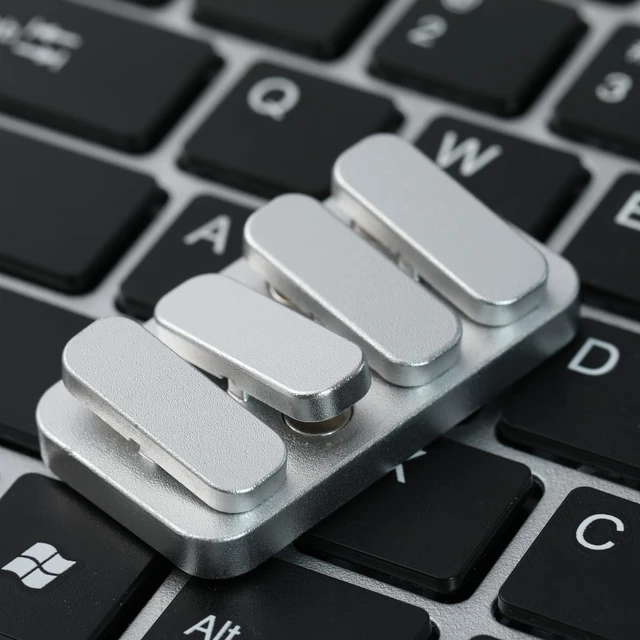 Alt view image 5 of 5 - Fidget Toys Adults Fidget Slider EDC Clicker (Matte Silver)